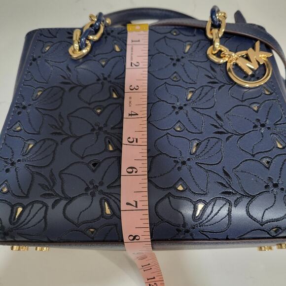 Michael Kors Sofia North South Satchel Crossbody Textured Floral With Gold - Picture 16 of 16